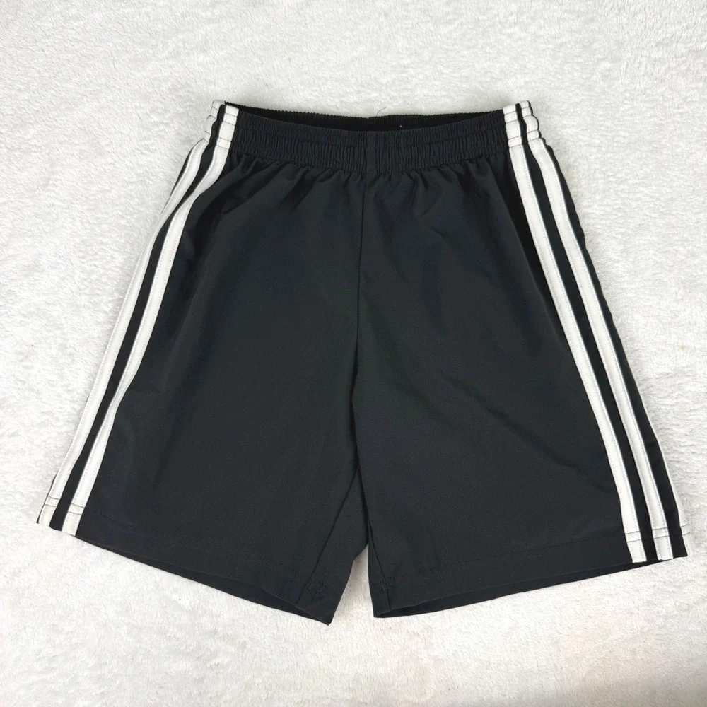 Adidas Kids Climalite Athletic Shorts Black White 3-Stripe Size S Small 9-10Y